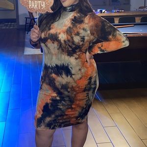 SOLD Dye Bodycon High-neck Dress